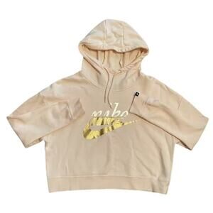 Nike Women's Pink Metallic Logo Cropped Hoodie - Size M